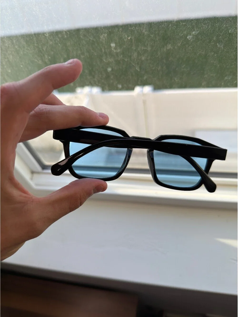 Black Frame Blue Lenses Sunglasses A-92